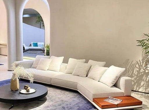Horizonte White Modular Round Sofa Sectional Living Room Set
